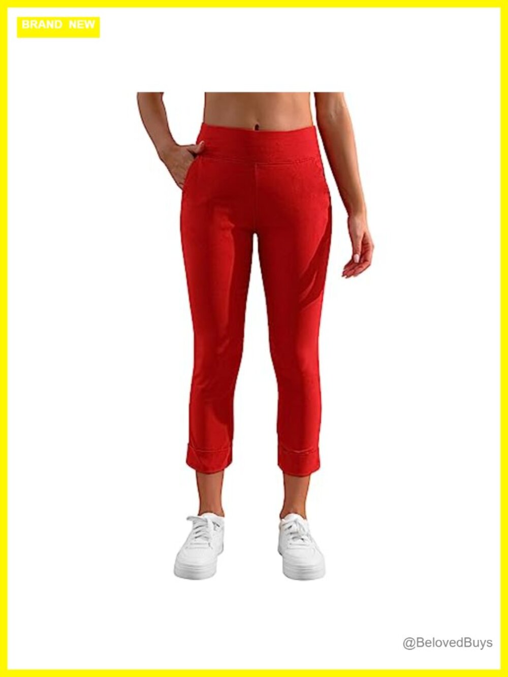 JAMfit Capri Pants 19in Inseam Tummy Control Pull On Stretch Pockets